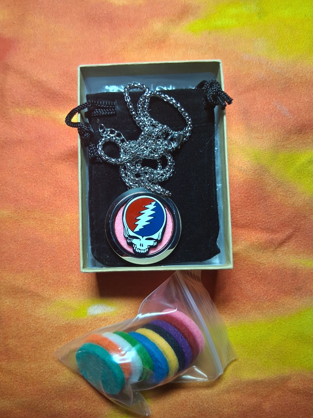 Grateful Dead Steal Your Face Stainless Steel Essential Oil Pendant